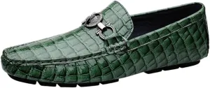 Mens Faux Crocodile Leather Loafers Slip On Wedding Shoes Comfortable Anti Slip Round Toe Embossed Dress Casual Formal