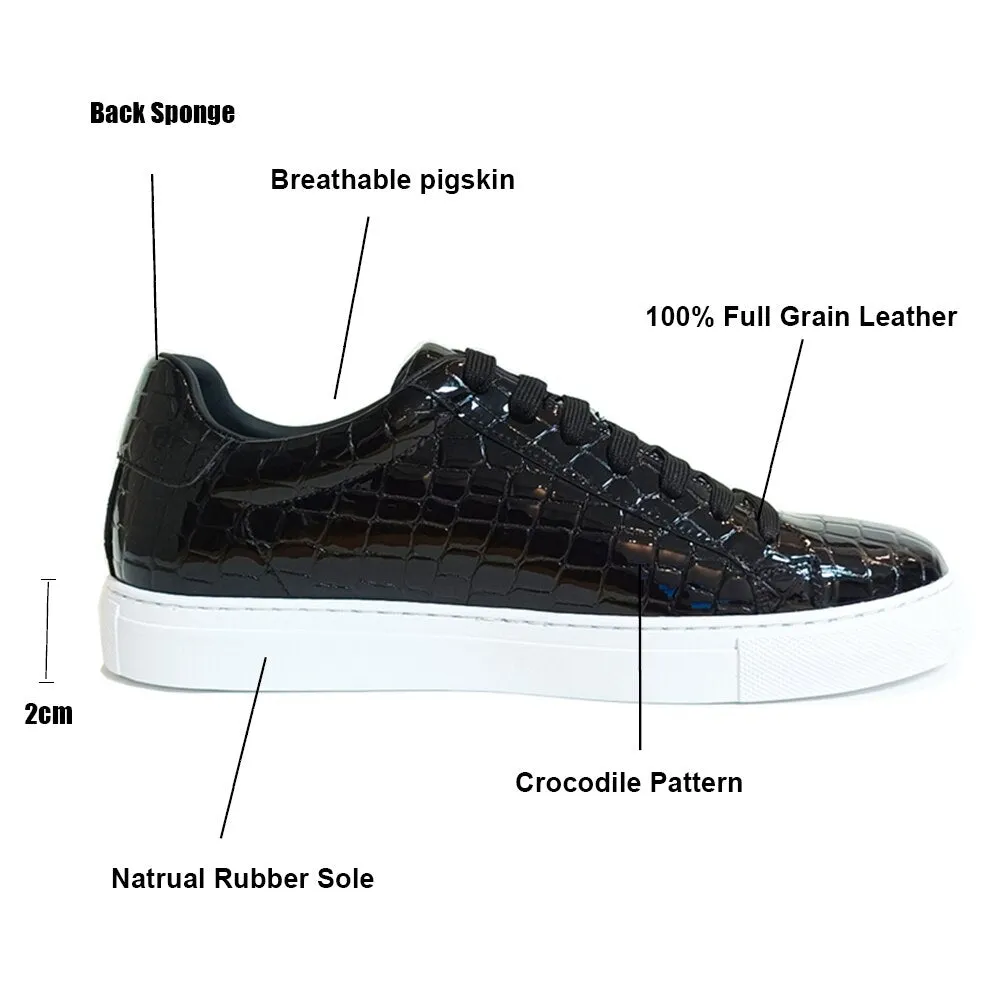 Men's Flat Sneakers Spring Genuine Leather Crocodile Pattern