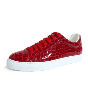 Men's Flat Sneakers Spring Genuine Leather Crocodile Pattern