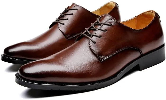 Men's Formal Leather Inner Soft Comfortable Business Soft-Soled Derby Shoes British-Style Pointed Toe Suitable for Banquet Travel