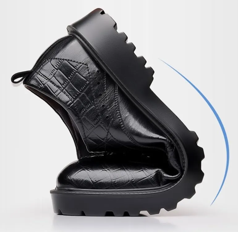 Men's Genuine Leather Lace-Up Vintage Oxfords Shoes Lightweight All-Day Comfort Non-Slip Soft Sole Penny Dress Shoes Man Brogue Business Derby Shoes