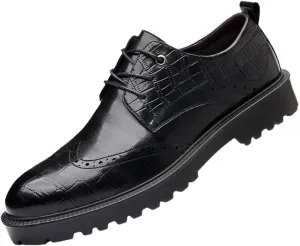 Men's Genuine Leather Lace-Up Vintage Oxfords Shoes Lightweight All-Day Comfort Non-Slip Soft Sole Penny Dress Shoes Man Brogue Business Derby Shoes