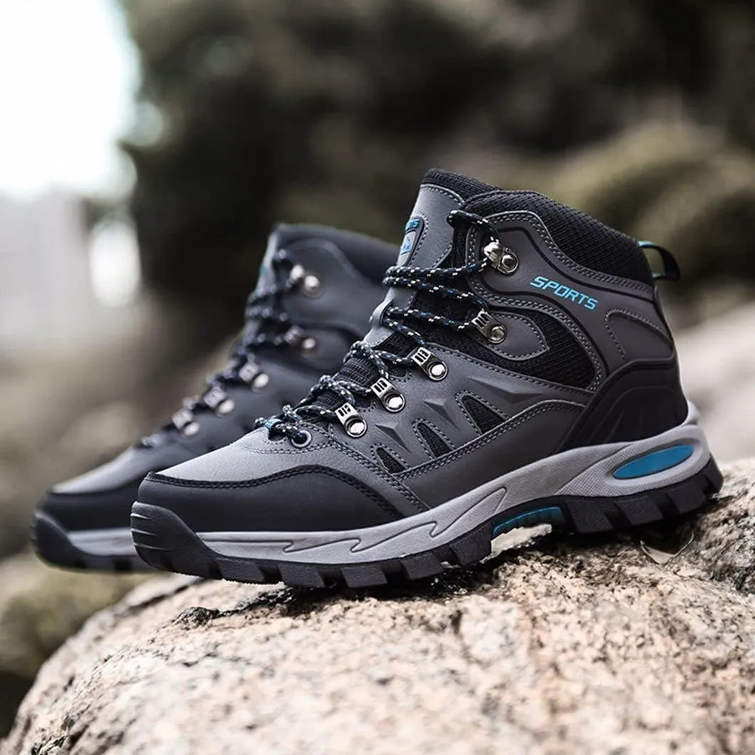 Mens Hiking Boots Non-Slip Outdoor Mid Top Ankle Boot Breathable Hiker Camping Trekking Shoes