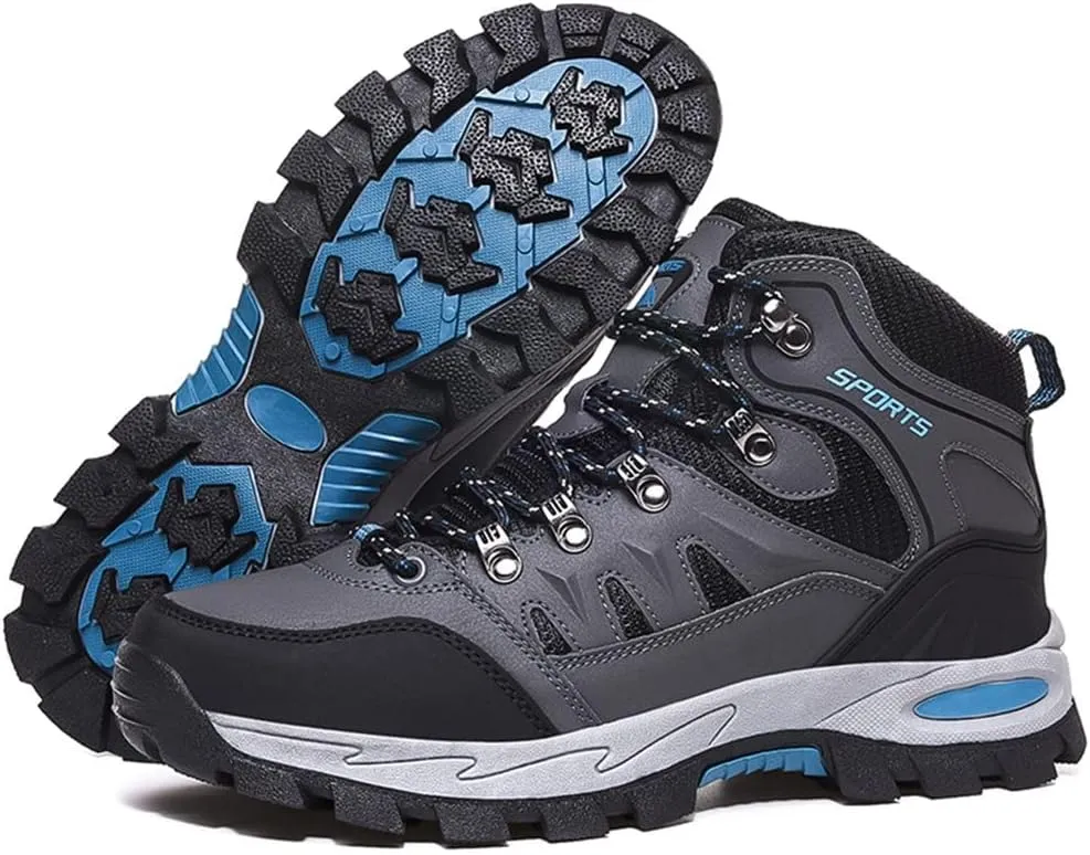 Mens Hiking Boots Non-Slip Outdoor Mid Top Ankle Boot Breathable Hiker Camping Trekking Shoes