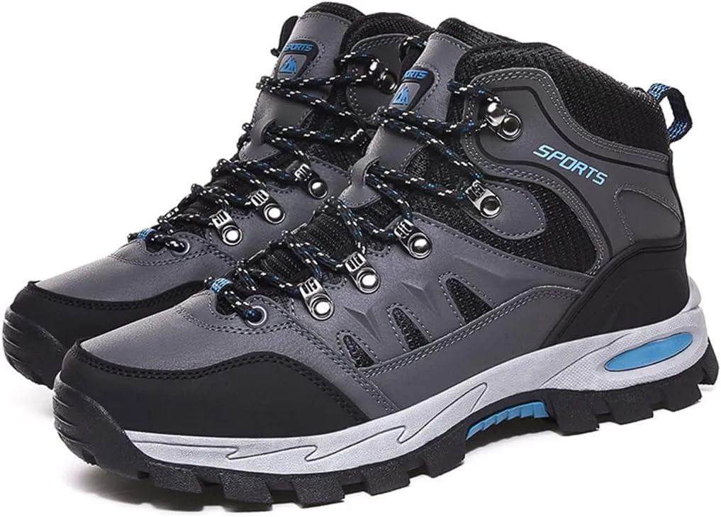 Mens Hiking Boots Non-Slip Outdoor Mid Top Ankle Boot Breathable Hiker Camping Trekking Shoes