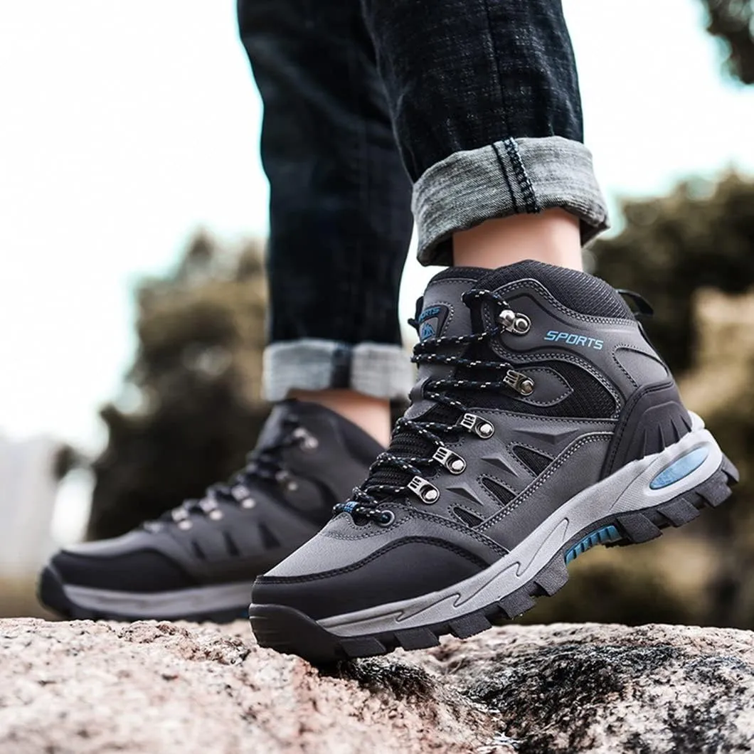 Mens Hiking Boots Non-Slip Outdoor Mid Top Ankle Boot Breathable Hiker Camping Trekking Shoes