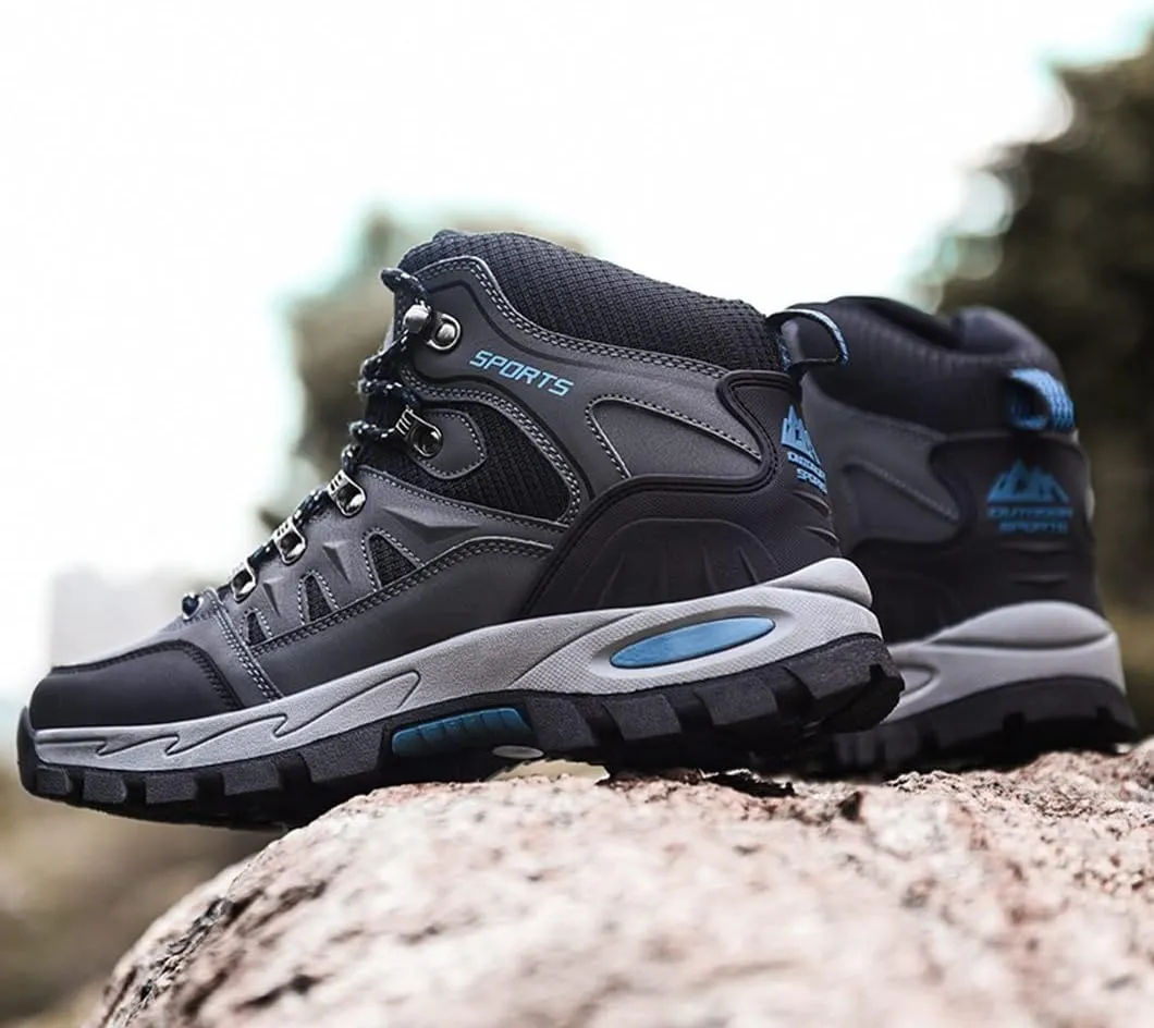 Mens Hiking Boots Non-Slip Outdoor Mid Top Ankle Boot Breathable Hiker Camping Trekking Shoes