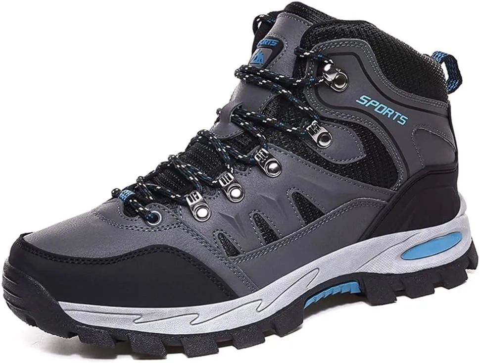 Mens Hiking Boots Non-Slip Outdoor Mid Top Ankle Boot Breathable Hiker Camping Trekking Shoes