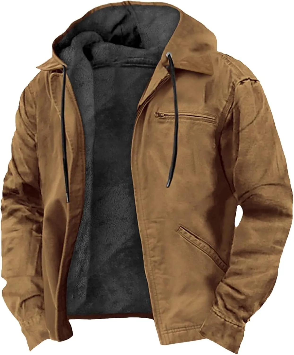 Men's Jackets Casual Cargo Winter Warm Fleece Sherpa Heavyweight Trucker Big And Tall Tactical Hoodies Coat