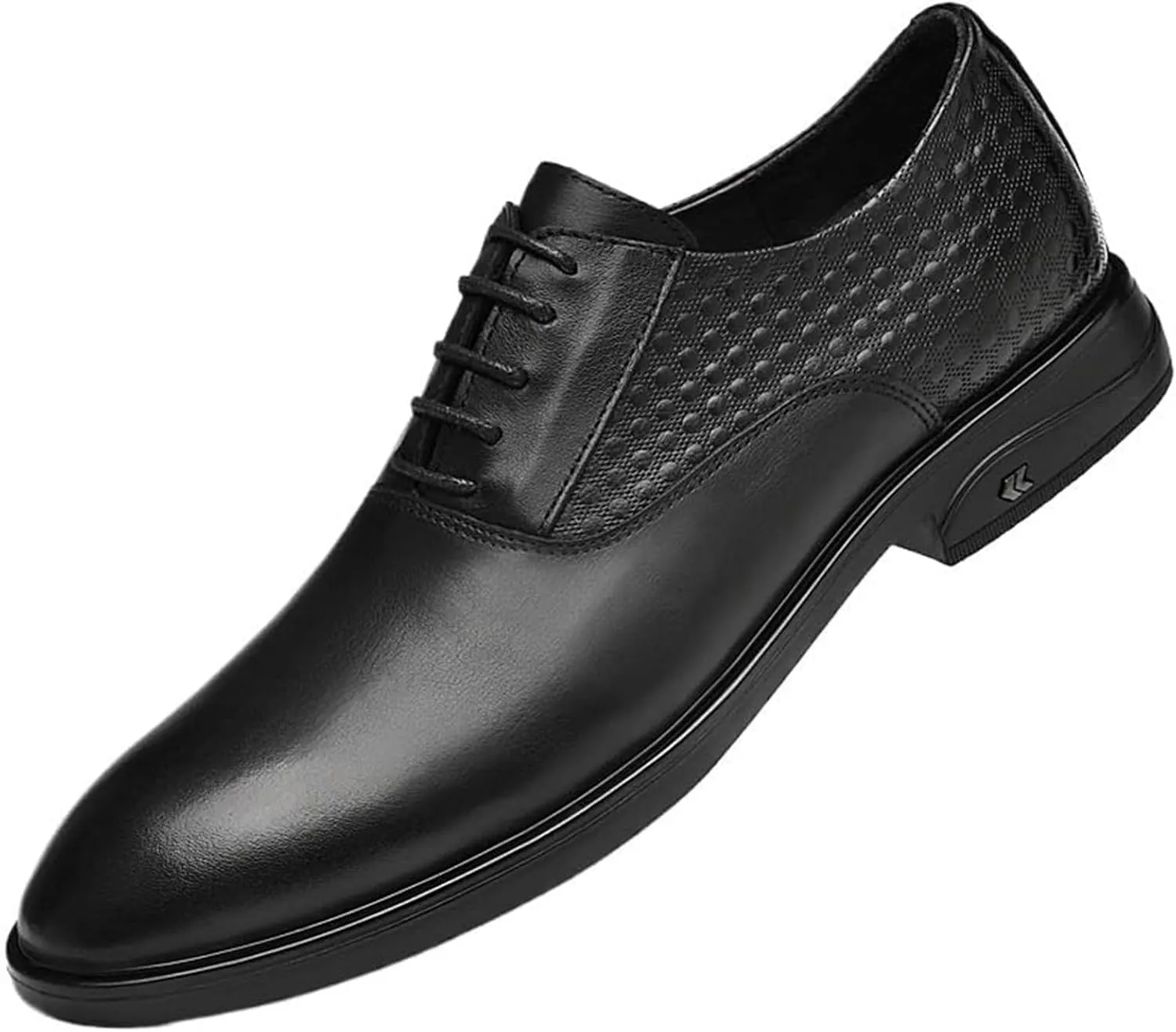 Men's Leather Lace Up Dress Shoes, Classic Round Toe Derby Dress Shoes Plus Size Casual Business Low Top Pointed Toe Breathable Suit Shoes