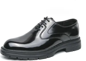 Men's Leather Lace Up Platform Oxfords Business Comfortable Chunky Heel Soft Bottom Dress Shoes Casual Work Office Formal Derby Shoes