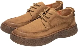 Men's Leather Platform Formal Derby Shoes Comfortable Breathable Lightweight Non Slip Casual Business Round Toe Non-Slip Platform Block HEE