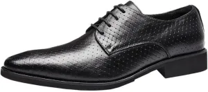 Men's Mesh Design Breathable Driving Shoes Waxed Lace-up Business Casual Leather Shoes Suitable for Daily Travel Driving Office Soft Sole Comfortable Wear-Resistant