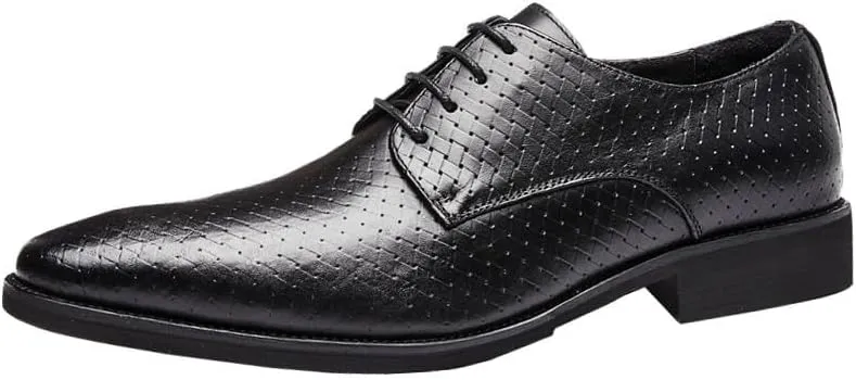 Men's Mesh Design Breathable Driving Shoes Waxed Lace-up Business Casual Leather Shoes Suitable for Daily Travel Driving Office Soft Sole Comfortable Wear-Resistant
