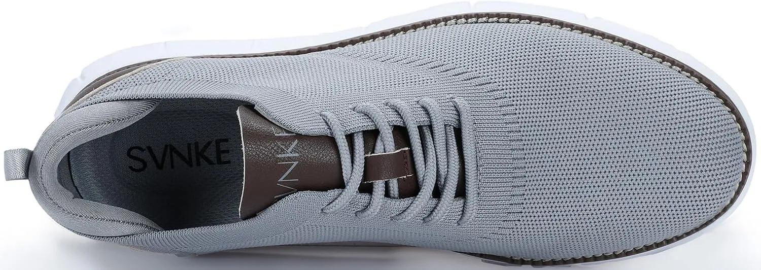 Men's Mesh Dress Shoes Casual Business Lace Up Oxford Sneakers Lightweight Breathable Walking Shoes Comfortable Thick Sole Tennis Footwear