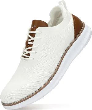 Men's Mesh Dress Shoes Casual Business Lace Up Oxford Sneakers Lightweight Breathable Walking Shoes Comfortable Thick Sole Tennis Footwear