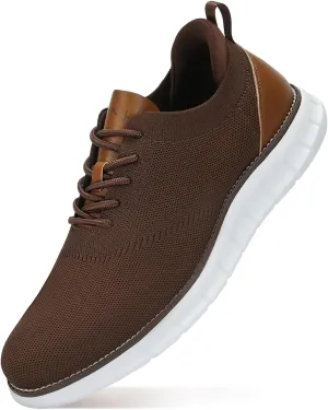 Men's Mesh Dress Shoes Casual Business Lace Up Oxford Sneakers Lightweight Breathable Walking Shoes Comfortable Thick Sole Tennis Footwear
