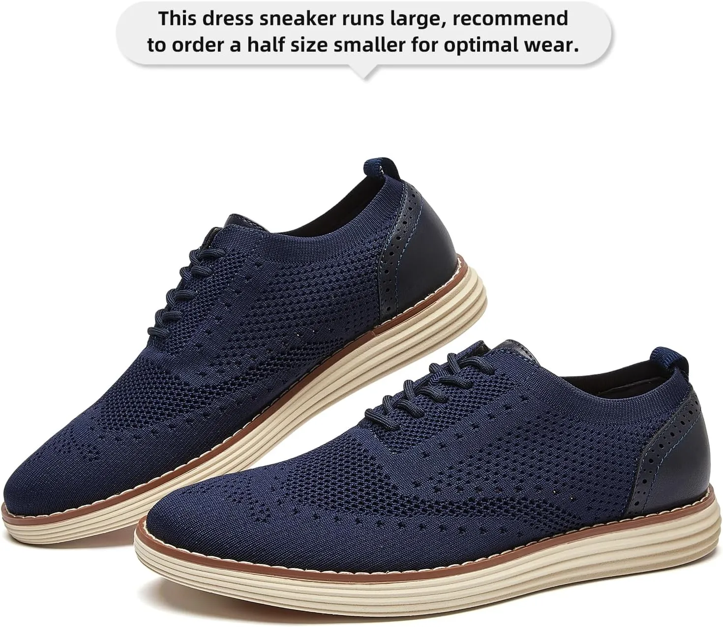 Men's Mesh Dress Sneakers Casual Oxford Shoes Lightweight Walking Shoes Breathable Wingtip Shoes Knit Brogue Sneakers