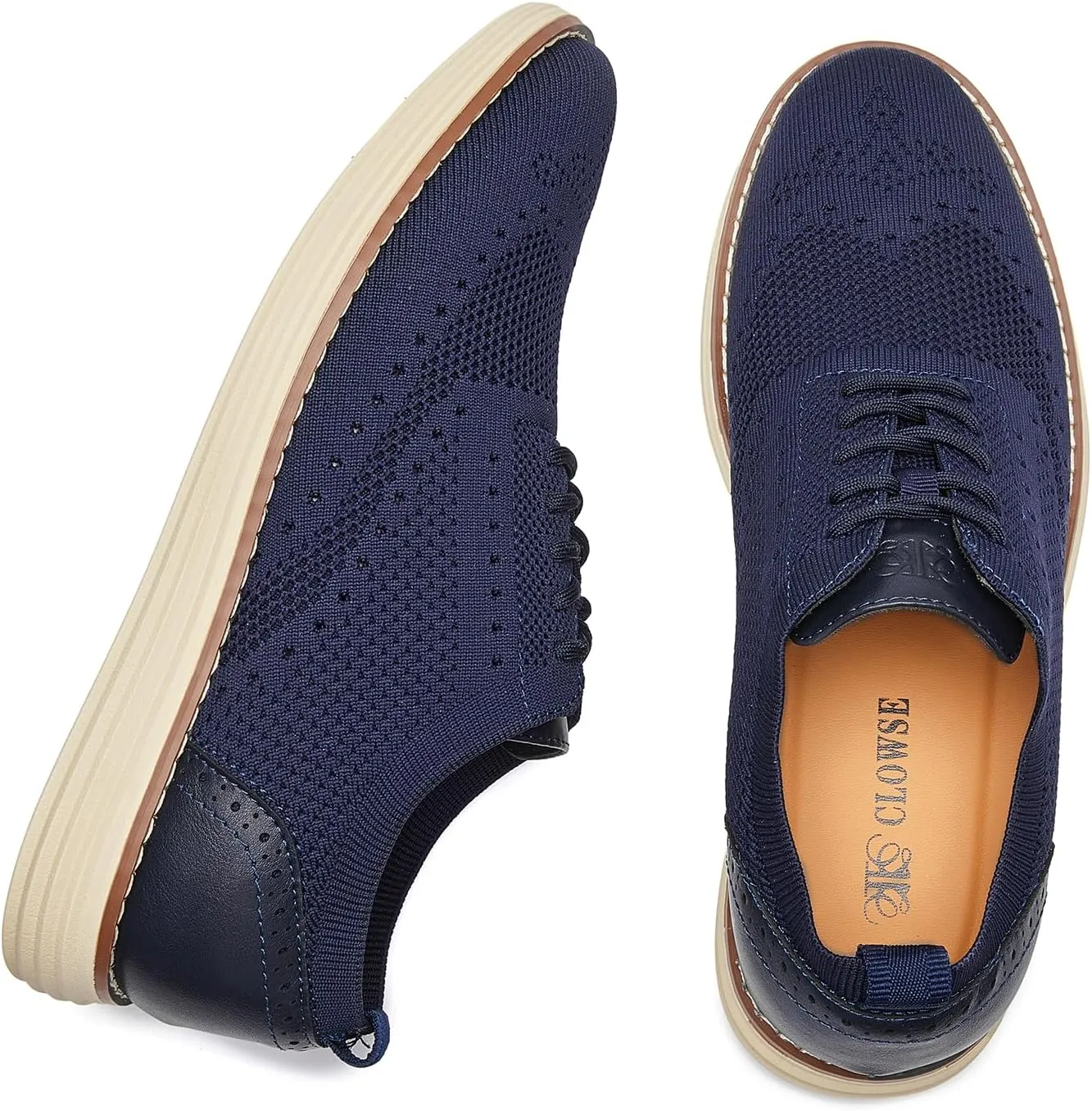 Men's Mesh Dress Sneakers Casual Oxford Shoes Lightweight Walking Shoes Breathable Wingtip Shoes Knit Brogue Sneakers