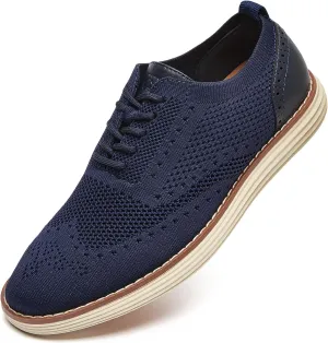 Men's Mesh Dress Sneakers Casual Oxford Shoes Lightweight Walking Shoes Breathable Wingtip Shoes Knit Brogue Sneakers