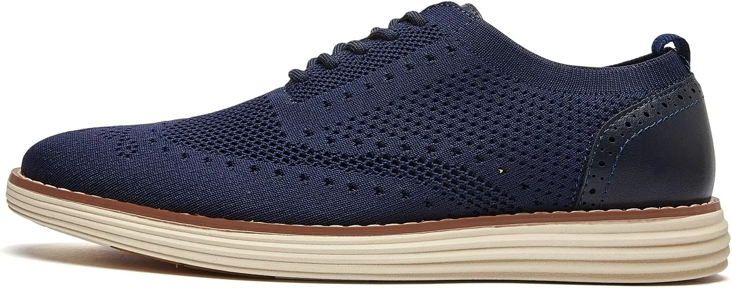 Men's Mesh Dress Sneakers Casual Oxford Shoes Lightweight Walking Shoes Breathable Wingtip Shoes Knit Brogue Sneakers