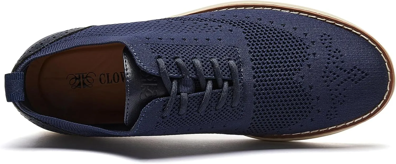 Men's Mesh Dress Sneakers Casual Oxford Shoes Lightweight Walking Shoes Breathable Wingtip Shoes Knit Brogue Sneakers