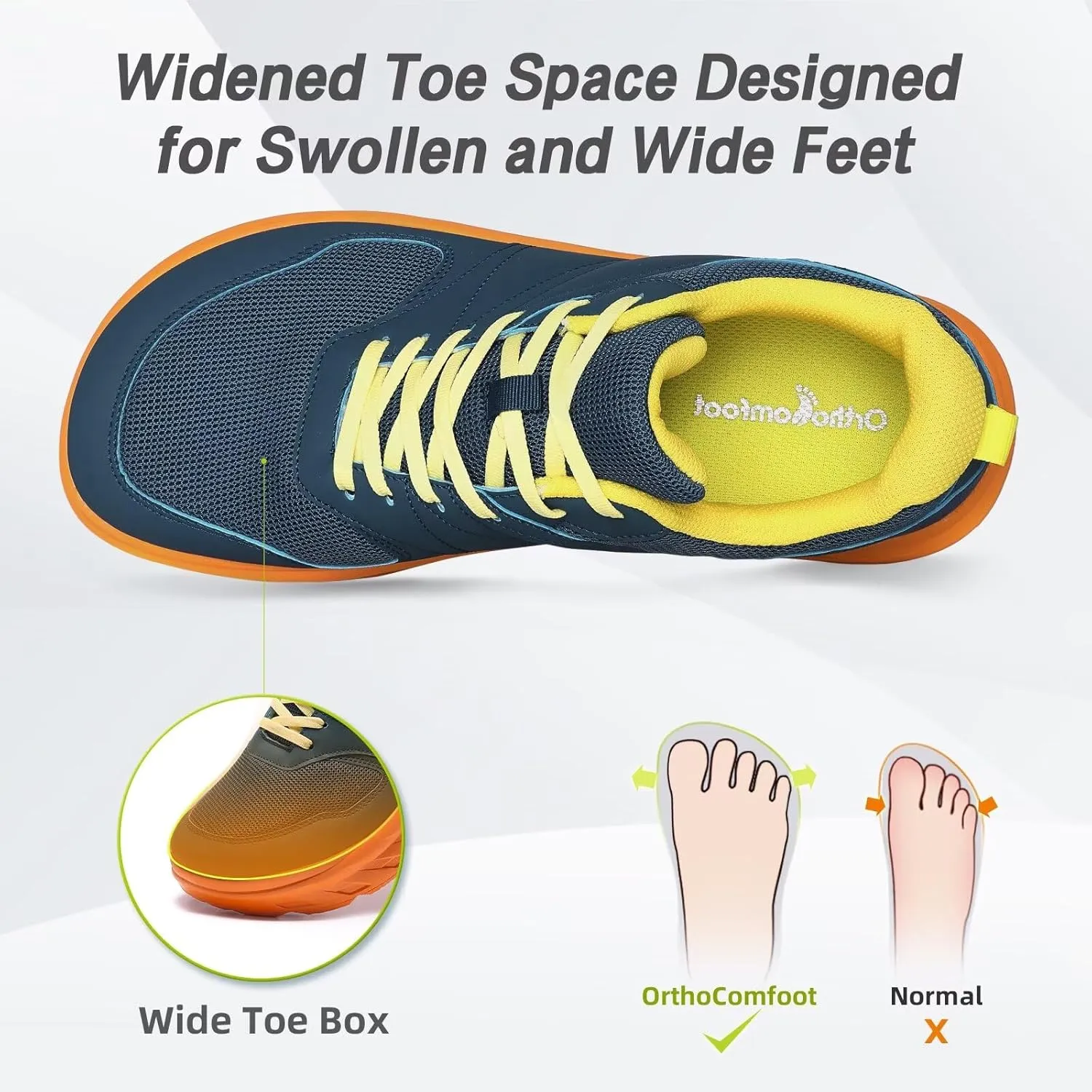 Men's Orthopedic Diabetic Wide Walking Shoes: Comfortable Arch Support Plantar Fasciitis Sports Running Sneakers, Casual Swollen Bunion Work Tennis Shoes for Foot and Heel Pain Relief