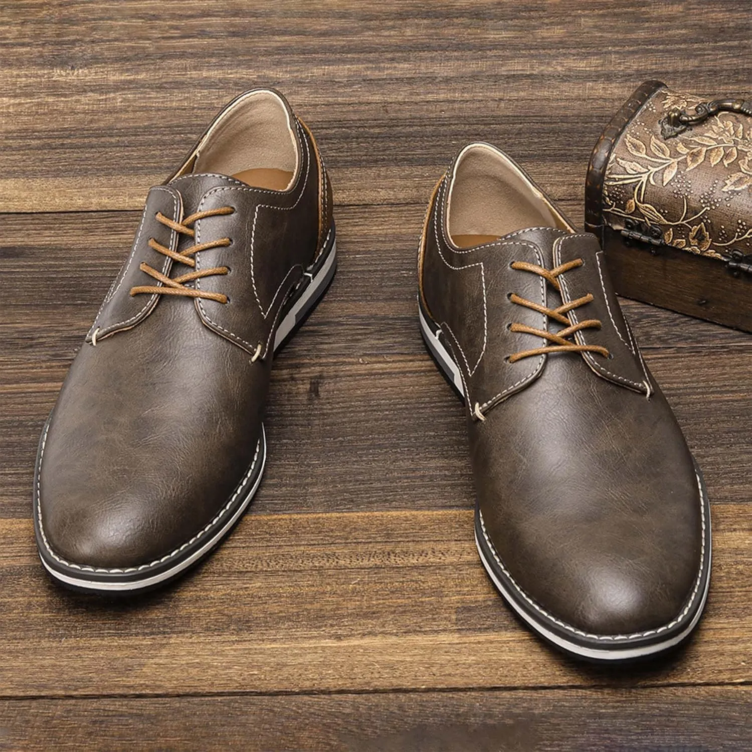 Men's Orthopedic Dress Shoes Business Oxford Derby Shoes Casual Leather Walking Flats