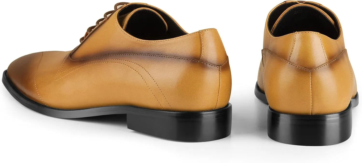 Mens Oxford Leather Shoes, Lightweight and Breathable Dress Shoes for Men
