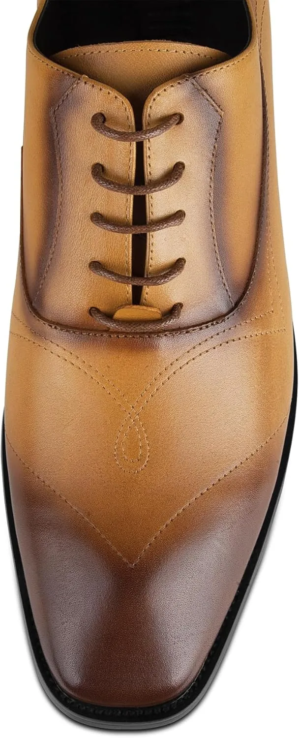 Mens Oxford Leather Shoes, Lightweight and Breathable Dress Shoes for Men