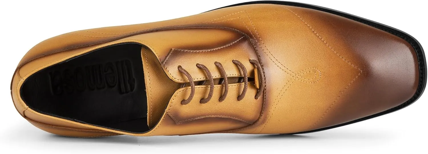 Mens Oxford Leather Shoes, Lightweight and Breathable Dress Shoes for Men