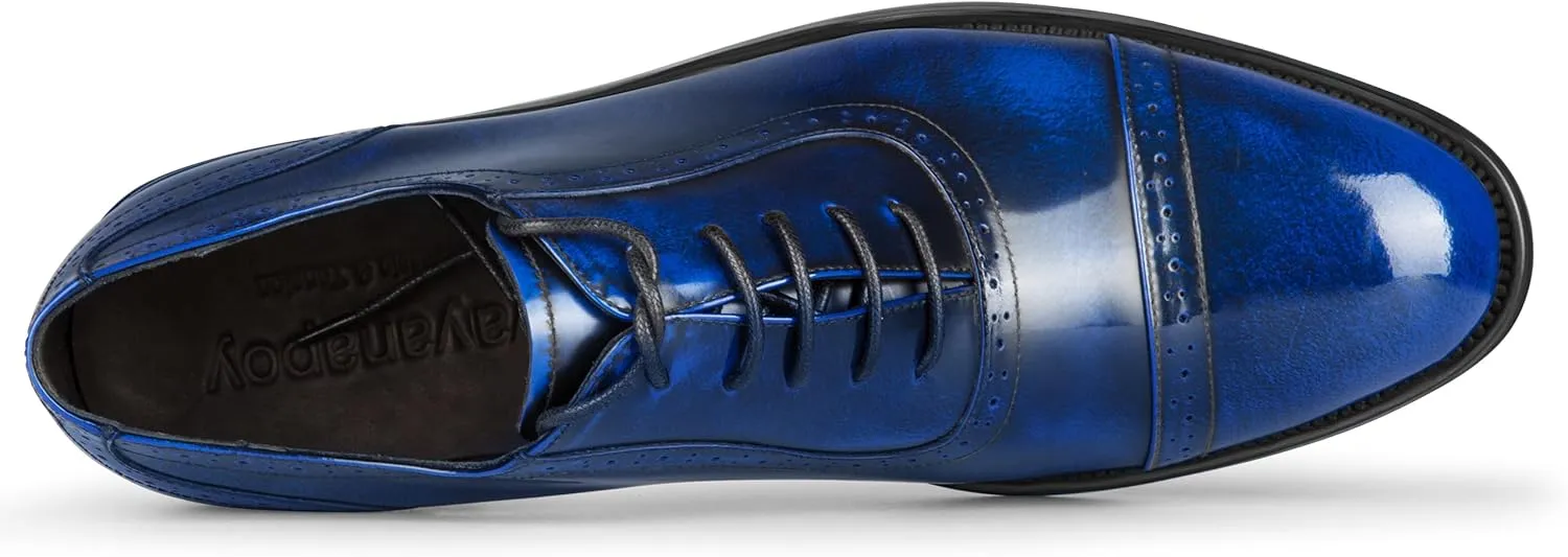 Mens Oxford Leather Shoes, Lightweight and Breathable Dress Shoes for Men