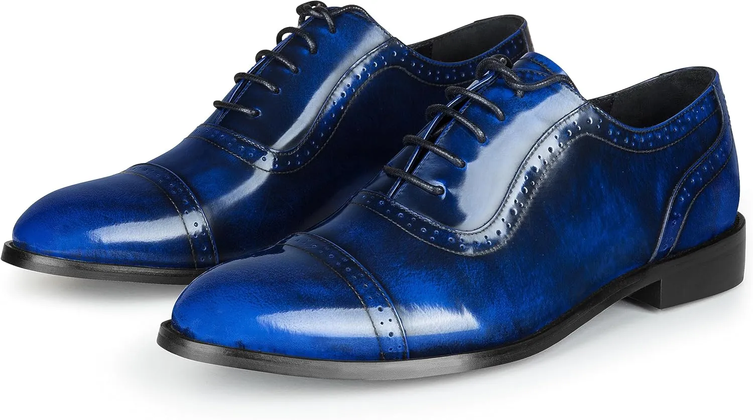 Mens Oxford Leather Shoes, Lightweight and Breathable Dress Shoes for Men