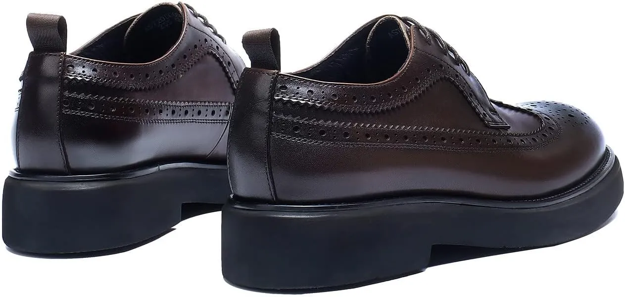 Men's Oxfords Formal Dress Wingtip Brogue Classic Lace-up Derby Genuine Leather Fashion Comfortable Shoes Buinsess Casual Prom Wedding Tuxedo Shoes for Men