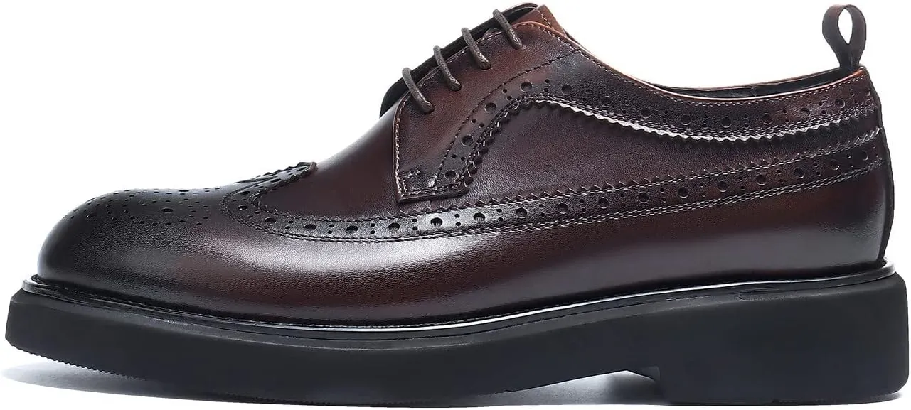 Men's Oxfords Formal Dress Wingtip Brogue Classic Lace-up Derby Genuine Leather Fashion Comfortable Shoes Buinsess Casual Prom Wedding Tuxedo Shoes for Men