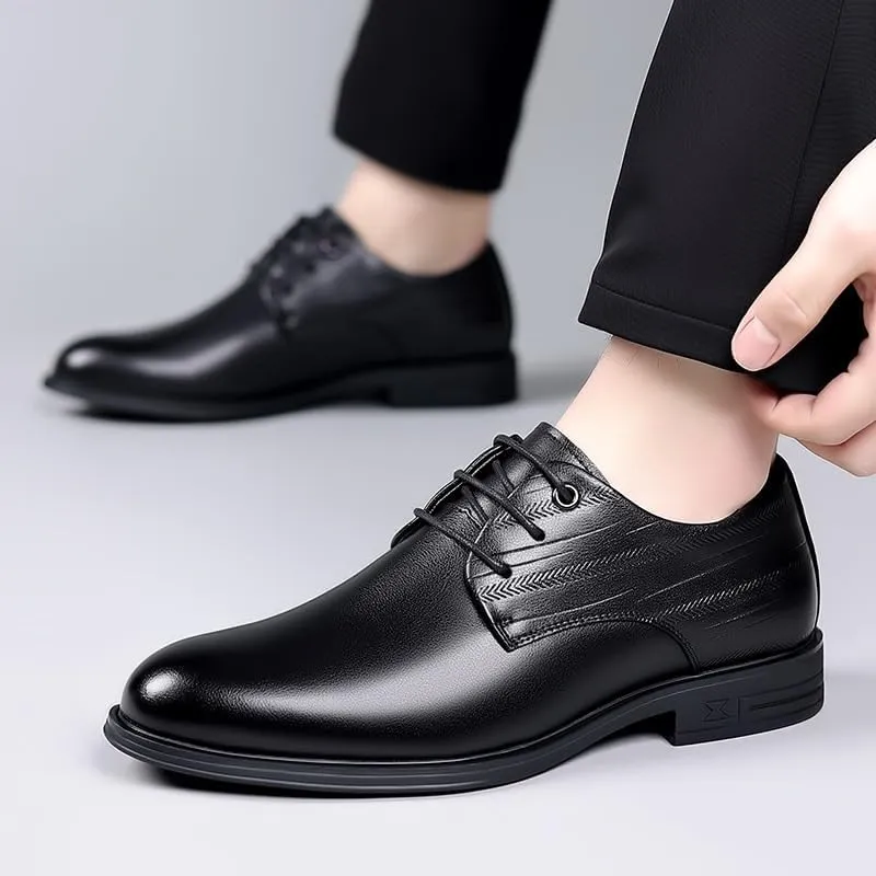 Men's Patent Leather Brogue Oxfords - Lightweight Lace-Up Derby Shoes for All-Day Comfort