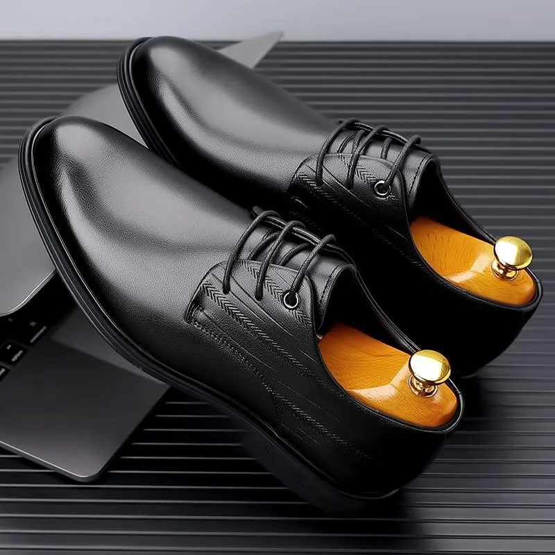 Men's Patent Leather Brogue Oxfords - Lightweight Lace-Up Derby Shoes for All-Day Comfort