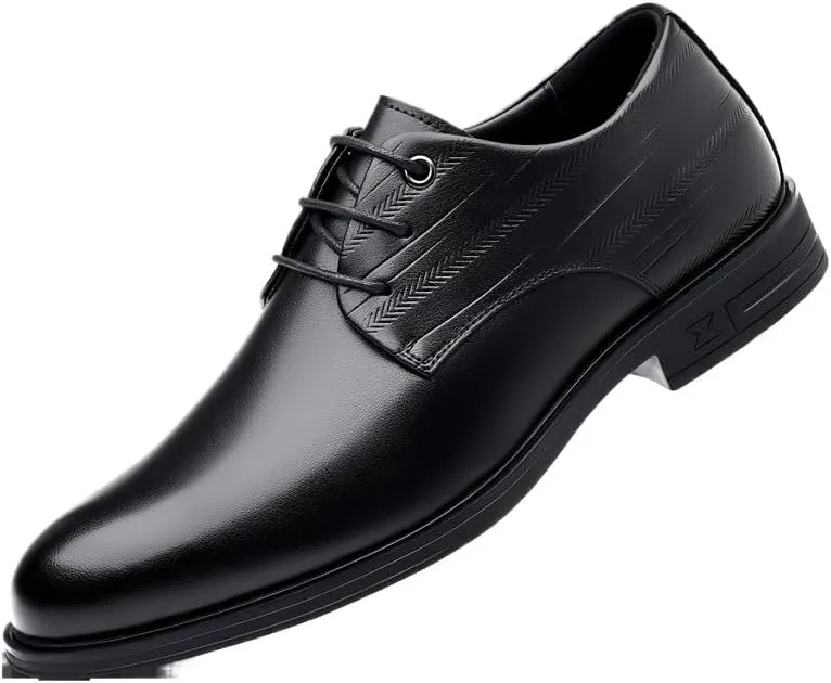 Men's Patent Leather Brogue Oxfords - Lightweight Lace-Up Derby Shoes for All-Day Comfort