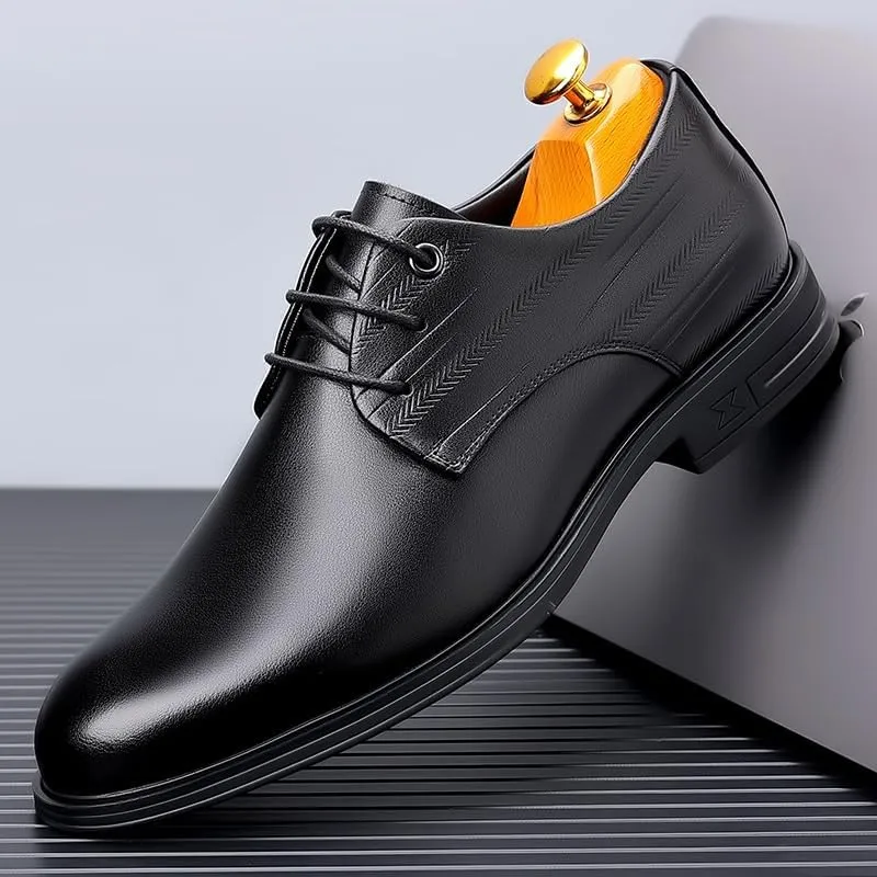 Men's Patent Leather Brogue Oxfords - Lightweight Lace-Up Derby Shoes for All-Day Comfort