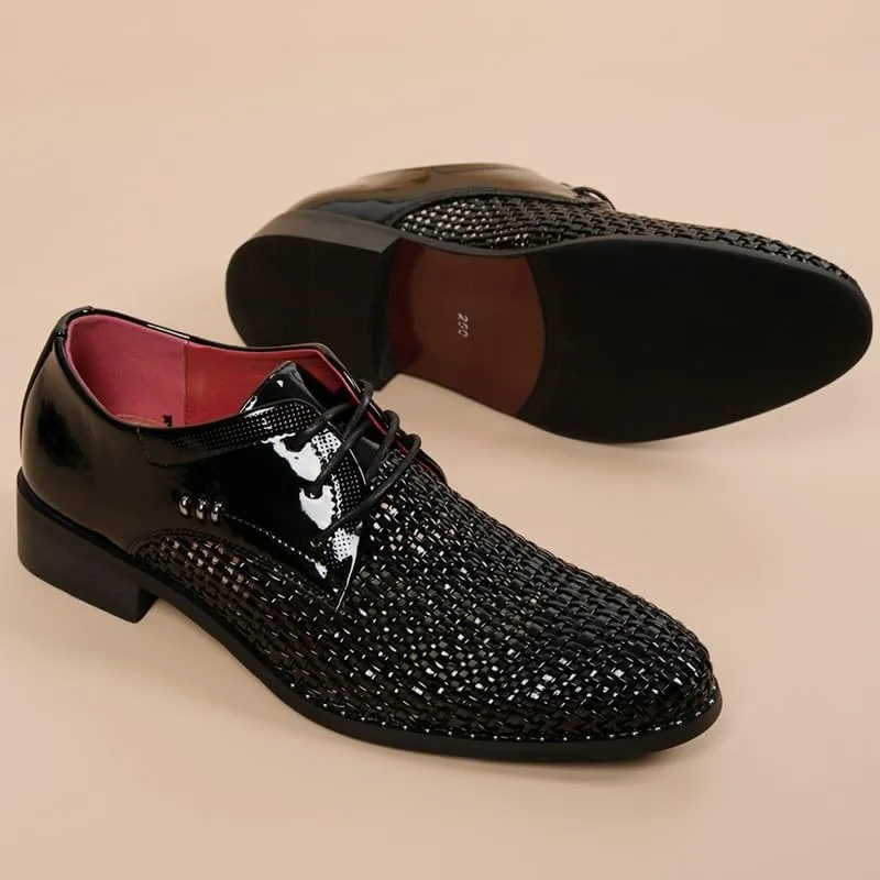 Men's Shiny Patent Leather Dress Shoes Comfort Business Casual High Gloss Derby Shoes Height Increasing Non-Slip Softsole Walking Oxford Shoes