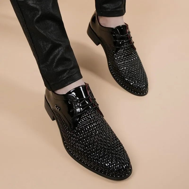 Men's Shiny Patent Leather Dress Shoes Comfort Business Casual High Gloss Derby Shoes Height Increasing Non-Slip Softsole Walking Oxford Shoes