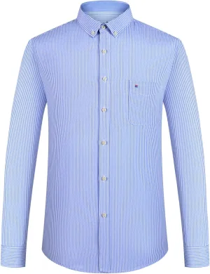 Men's Stylish Cotton Blend Casual Oxford Shirt, Breathable Long Sleeve Button Down Collar Work Shirt