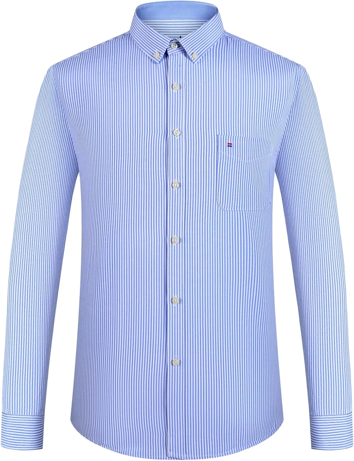 Men's Stylish Cotton Blend Casual Oxford Shirt, Breathable Long Sleeve Button Down Collar Work Shirt