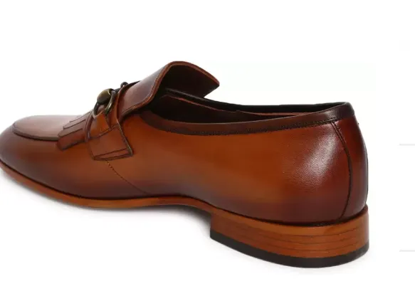 Men's Tan Brown Leather Fringe Moccasins Loafers