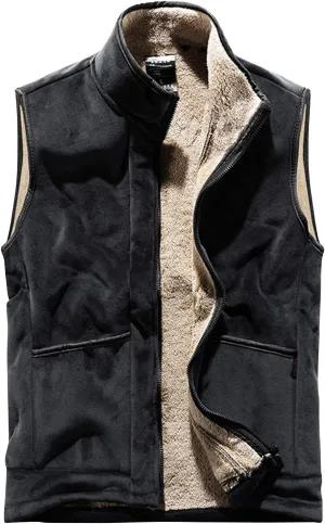 Men's Thicken Winter Vest,Lightweight Fleece Vest Outwear Sherpa Lined Full Zip Sleeveless Jacket Coats with Pocket