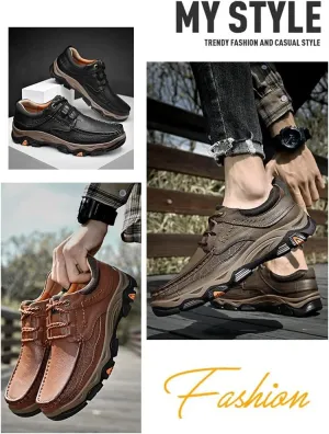 Men's Vintage Hand Stitching Comfort Soft Oxford Shoes,Fashionable Breathable Lace-up Lightweight Casual Shoes