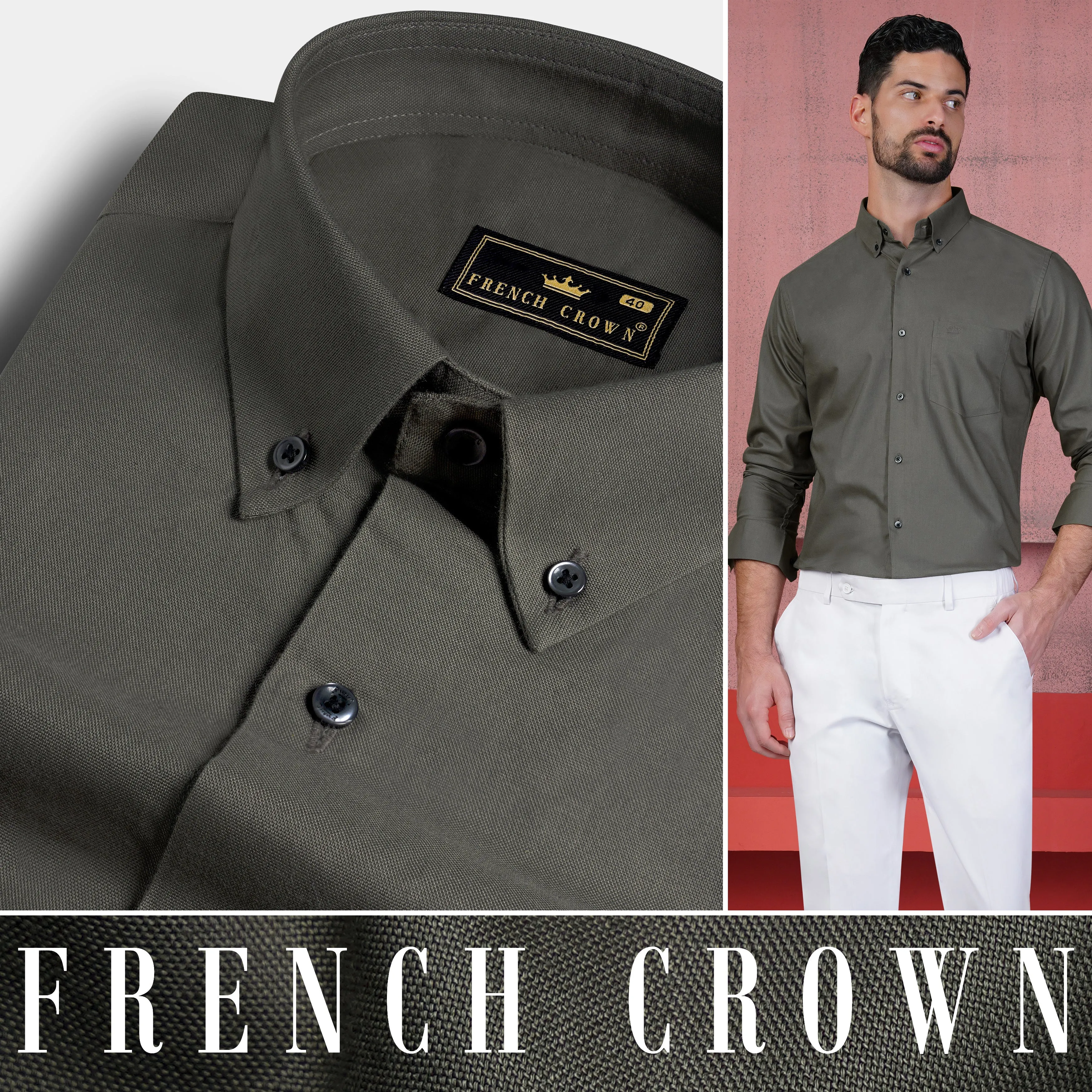Merlin Gray Royal Oxford Button Down Shirt
