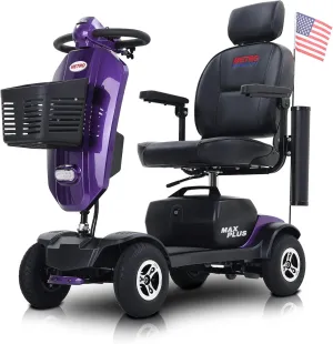 Metro Mobility - 2025 New 4 Wheel Outdoor Mobility Scooter - Adult Mobility Scooter 300 lbs Foldable - Battery - 12V20AH*2pcs, Max Range 16 Miles (Purple)