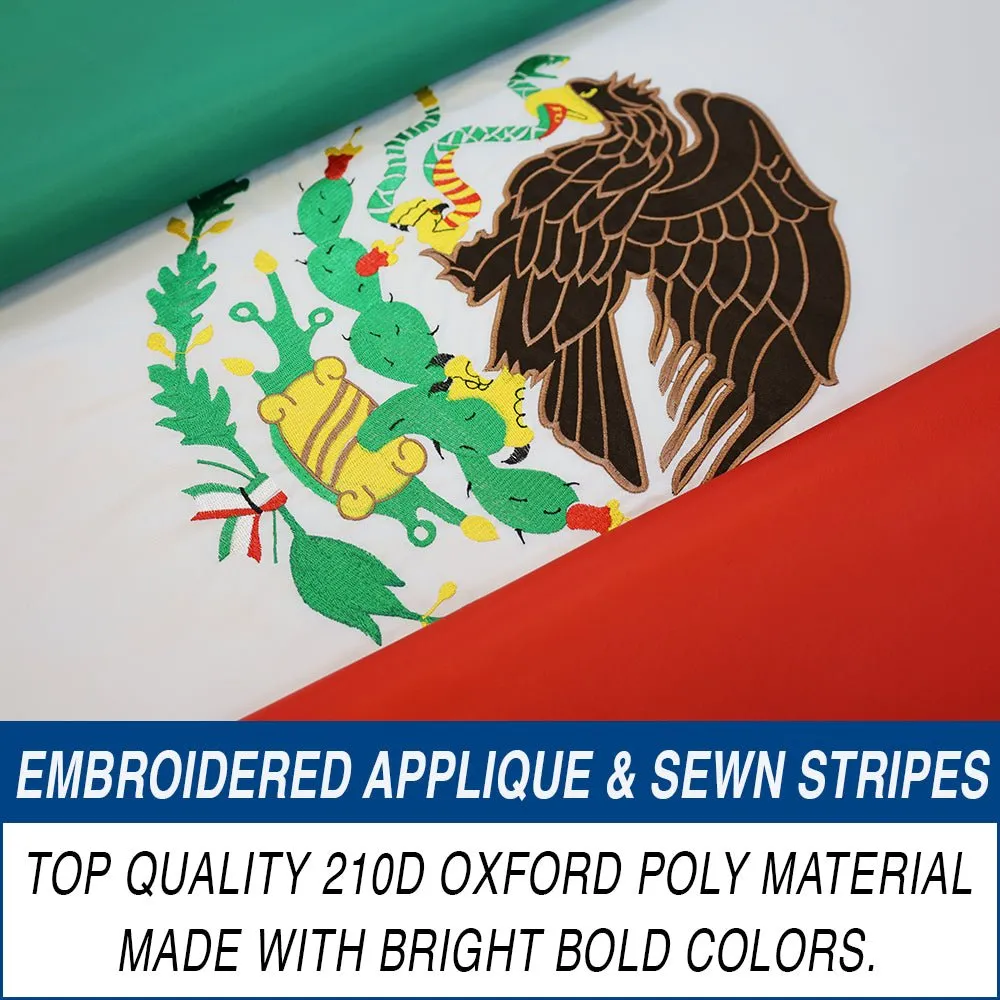 Mexico Embroidered Flag 3x5ft