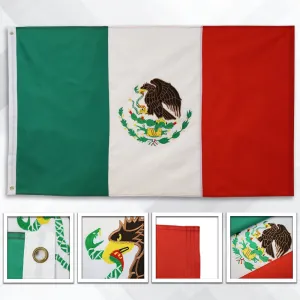 Mexico Embroidered Flag 3x5ft
